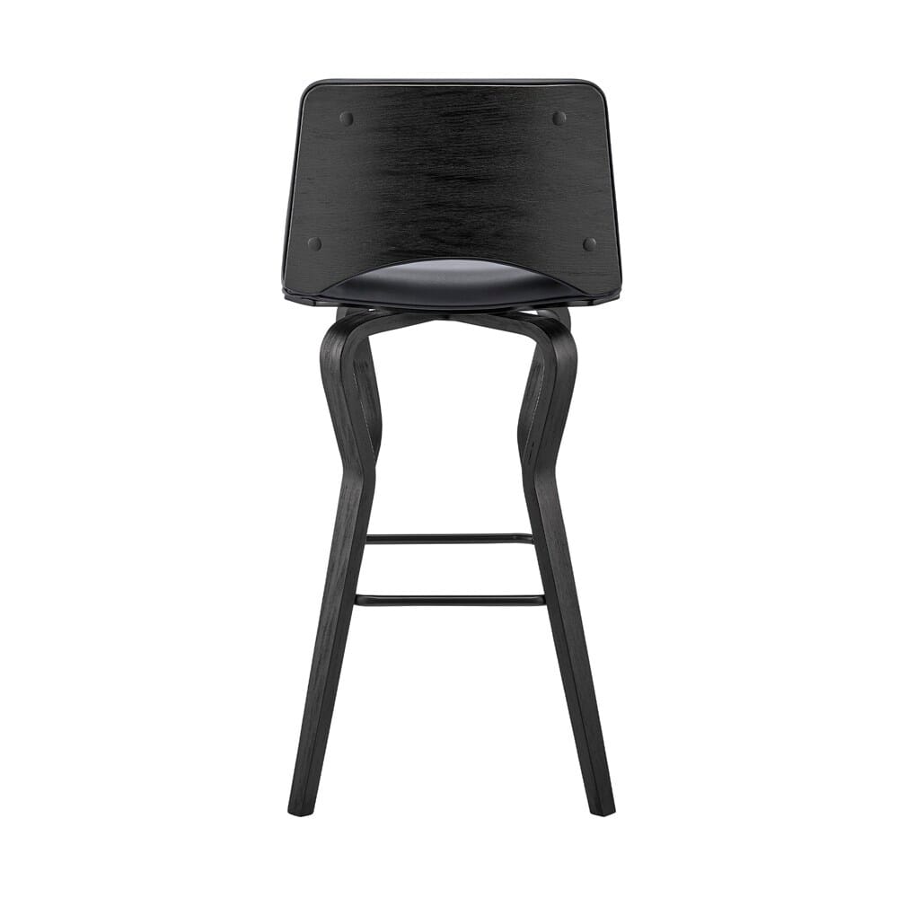 Armen Living - Gerty 30in Swivel Grey Faux Leather and Black Wood Bar Stool - LCGYBABLGR30 veiw 5