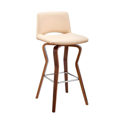 Armen Living - Gerty 30in Swivel Cream Faux Leather and Walnut Wood Bar Stool - LCGYBAWACR30 veiw 1