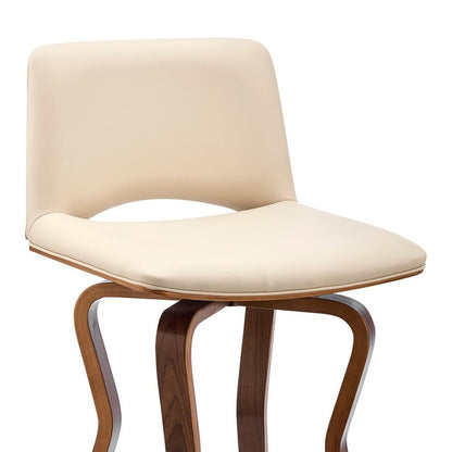Armen Living - Gerty 30in Swivel Cream Faux Leather and Walnut Wood Bar Stool - LCGYBAWACR30 veiw 6