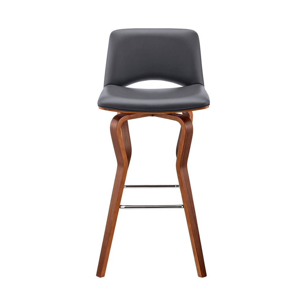 Armen Living - Gerty 30in Swivel Grey Faux Leather and Walnut Wood Bar Stool - LCGYBAWAGR30 veiw 2