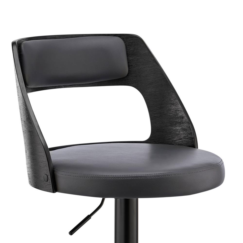 Armen Living - Itzan Adjustable Swivel Grey Faux Leather and Black Wood Bar Stool with Black Base - LCITBABLGR veiw 6