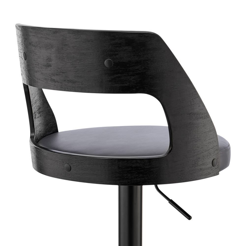 Armen Living - Itzan Adjustable Swivel Grey Faux Leather and Black Wood Bar Stool with Black Base - LCITBABLGR veiw 7