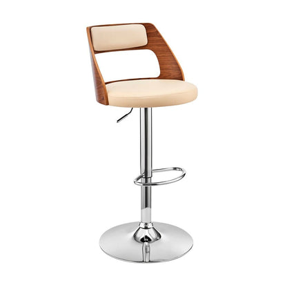 Armen Living - Itzan Adjustable Swivel Cream Faux Leather and Walnut Wood Bar Stool with Chrome Base - LCITBAWACR veiw 1