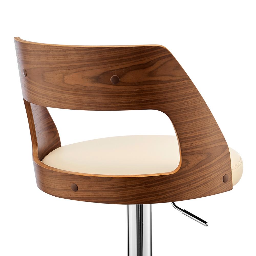 Armen Living - Itzan Adjustable Swivel Cream Faux Leather and Walnut Wood Bar Stool with Chrome Base - LCITBAWACR veiw 7