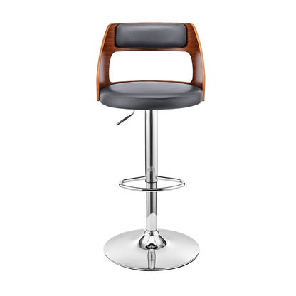 Armen Living - Itzan Adjustable Swivel Grey Faux Leather and Walnut Wood Bar Stool with Chrome Base - LCITBAWAGR veiw 2