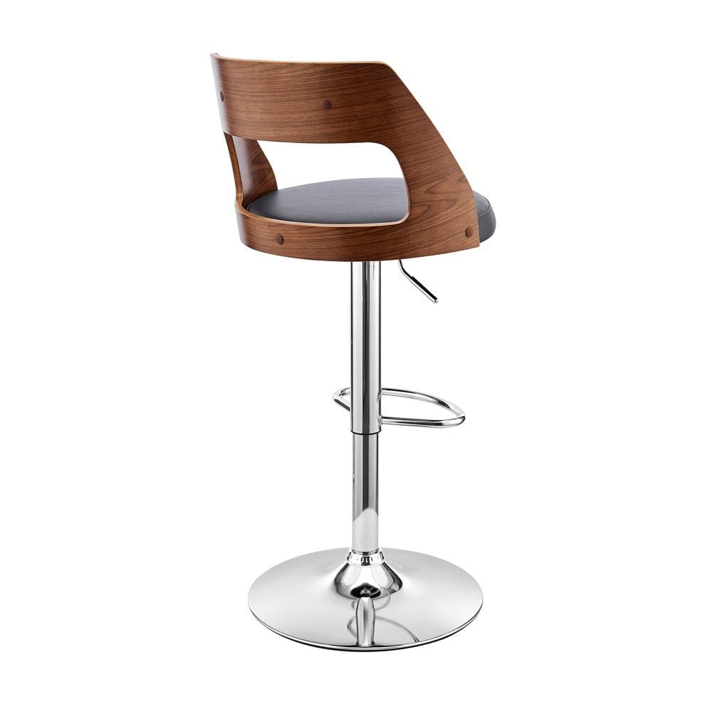 Armen Living - Itzan Adjustable Swivel Grey Faux Leather and Walnut Wood Bar Stool with Chrome Base - LCITBAWAGR veiw 4