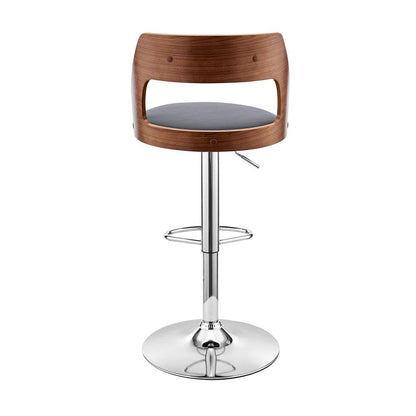 Armen Living - Itzan Adjustable Swivel Grey Faux Leather and Walnut Wood Bar Stool with Chrome Base - LCITBAWAGR veiw 5