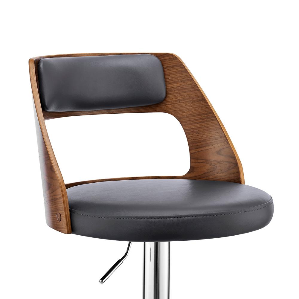 Armen Living - Itzan Adjustable Swivel Grey Faux Leather and Walnut Wood Bar Stool with Chrome Base - LCITBAWAGR veiw 6