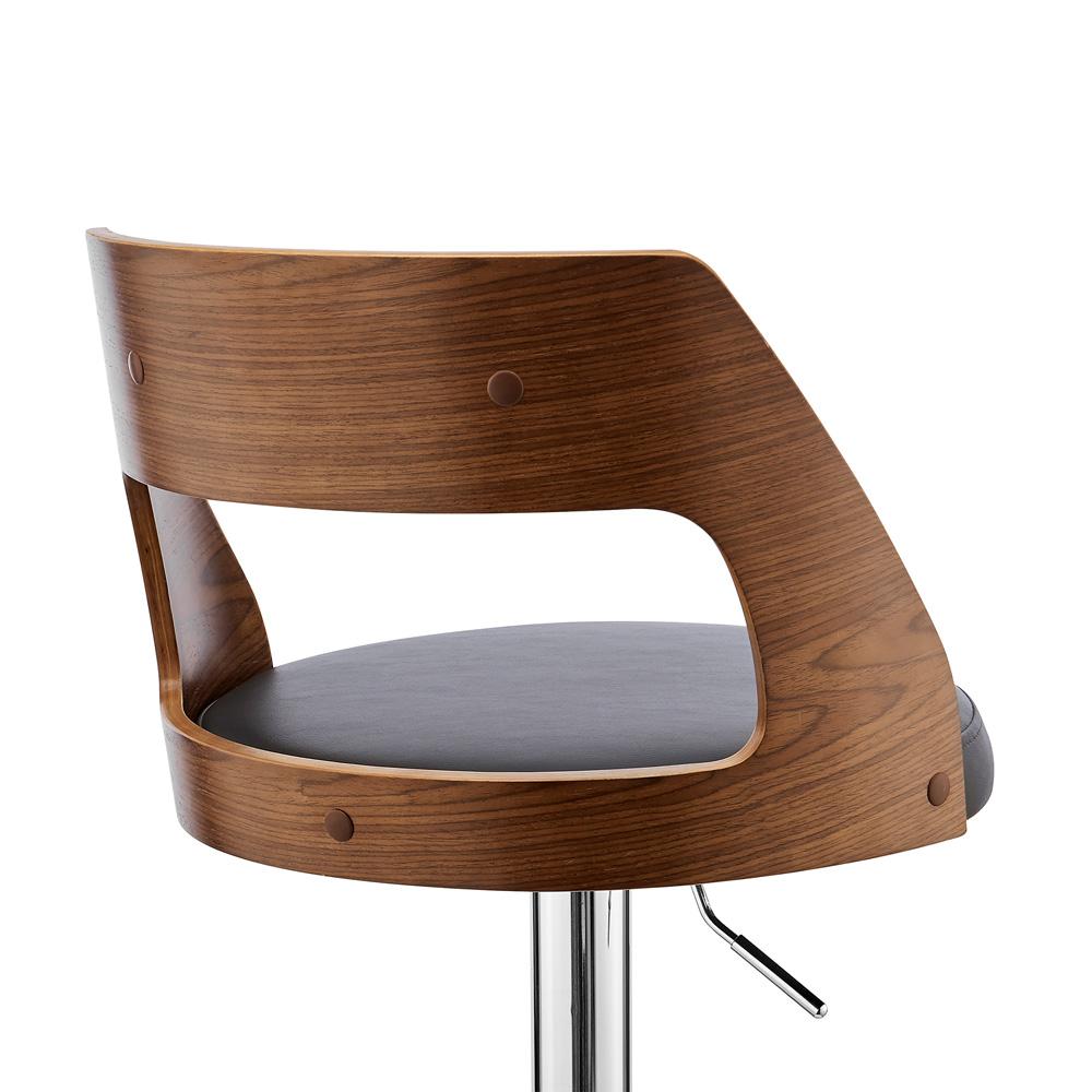 Armen Living - Itzan Adjustable Swivel Grey Faux Leather and Walnut Wood Bar Stool with Chrome Base - LCITBAWAGR veiw 7