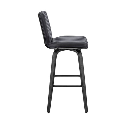 Armen Living - Renee 26in Swivel Grey Faux Leather and Black Wood Bar Stool - LCRNBABLGR26 veiw 3