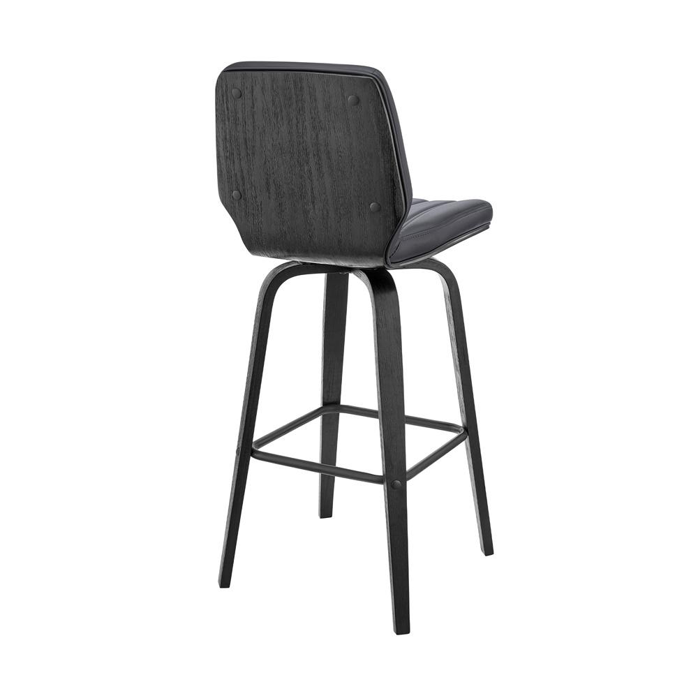 Armen Living - Renee 26in Swivel Grey Faux Leather and Black Wood Bar Stool - LCRNBABLGR26 veiw 4