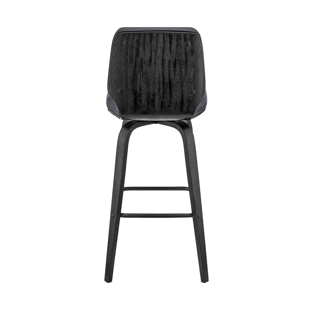 Armen Living - Renee 26in Swivel Grey Faux Leather and Black Wood Bar Stool - LCRNBABLGR26 veiw 5