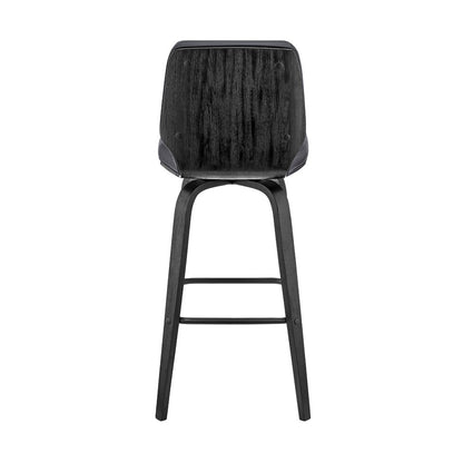 Armen Living - Renee 26in Swivel Grey Faux Leather and Black Wood Bar Stool - LCRNBABLGR26 veiw 5