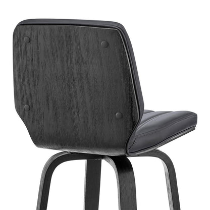 Armen Living - Renee 26in Swivel Grey Faux Leather and Black Wood Bar Stool - LCRNBABLGR26 veiw 7
