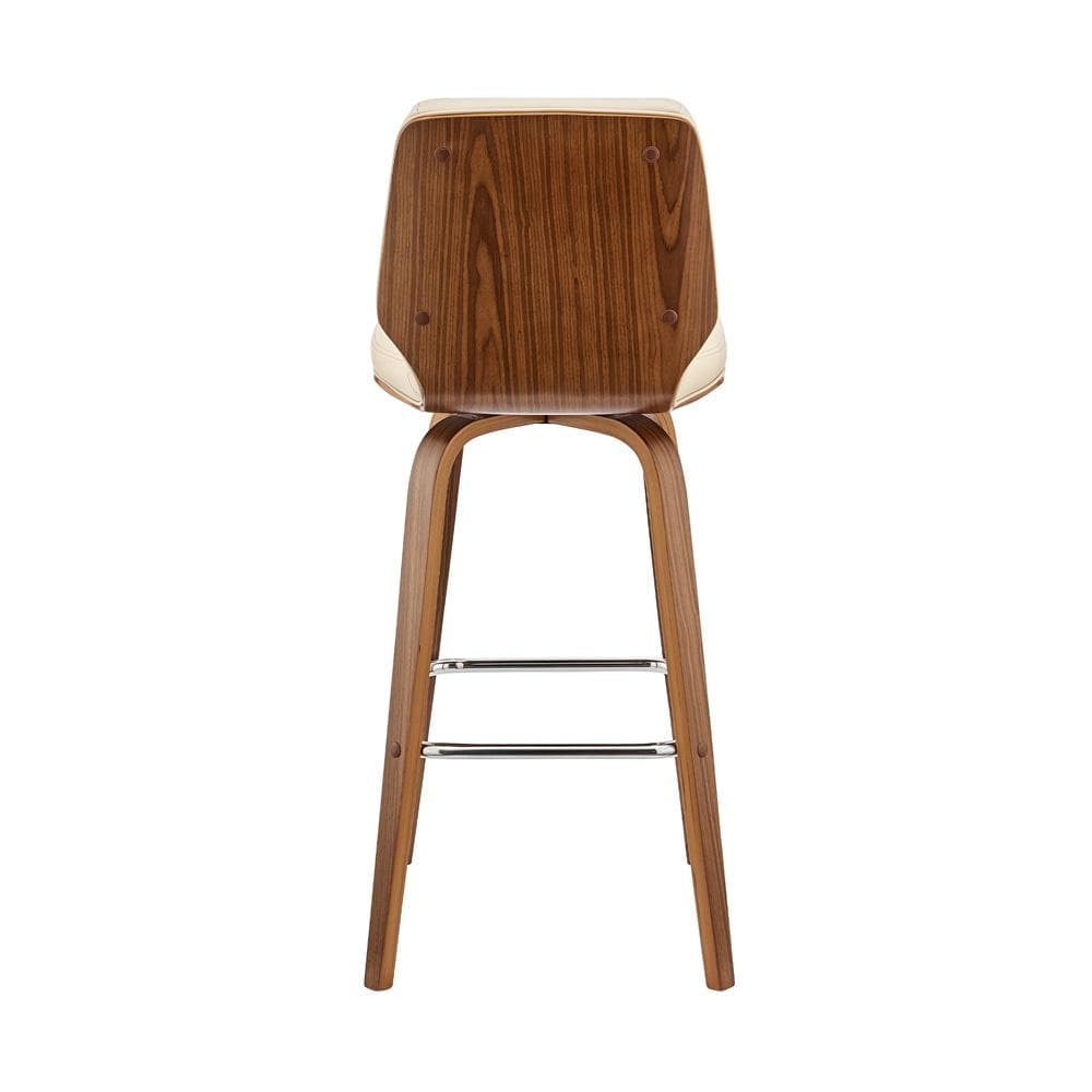 Armen Living - Renee 26in Swivel Cream Faux Leather and Walnut Wood Bar Stool - LCRNBAWACR26 veiw 5