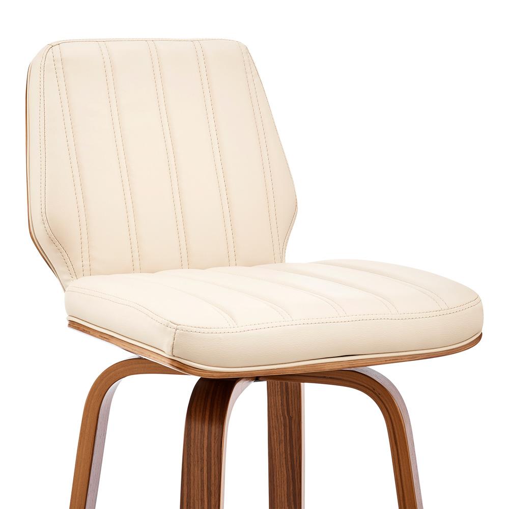 Armen Living - Renee 26in Swivel Cream Faux Leather and Walnut Wood Bar Stool - LCRNBAWACR26 veiw 6