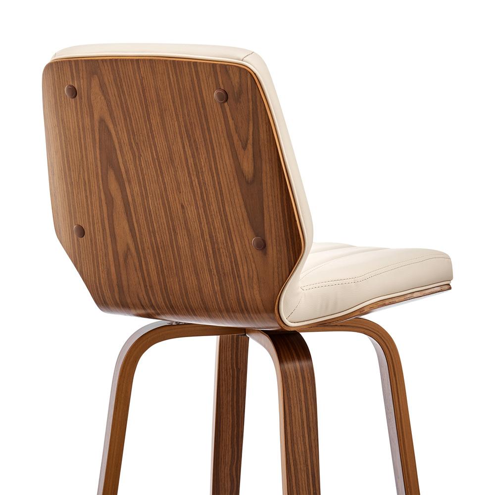 Armen Living - Renee 26in Swivel Cream Faux Leather and Walnut Wood Bar Stool - LCRNBAWACR26 veiw 7
