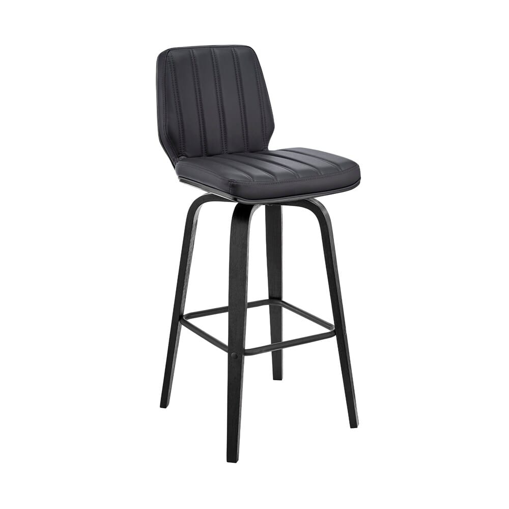 Armen Living - Renee 30in Swivel Grey Faux Leather and Black Wood Bar Stool - LCRNBABLGR30 veiw 1