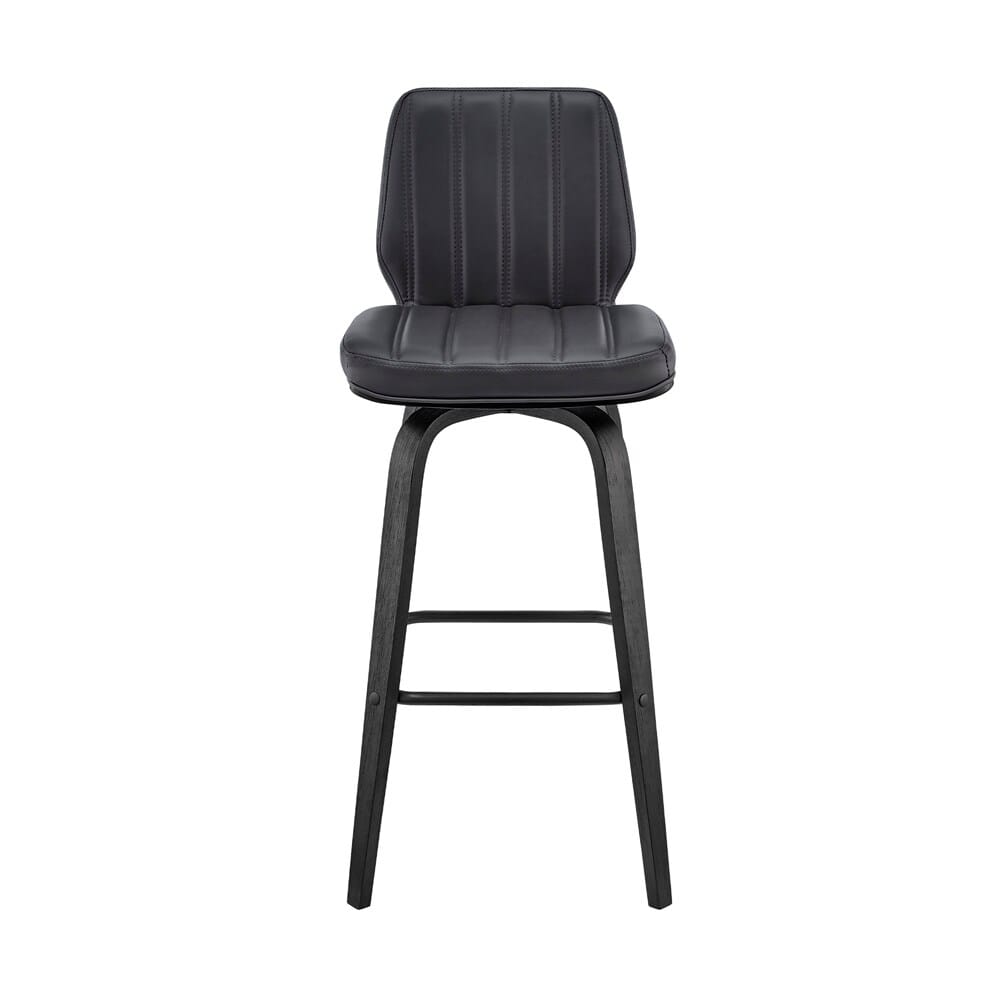 Armen Living - Renee 30in Swivel Grey Faux Leather and Black Wood Bar Stool - LCRNBABLGR30 veiw 2