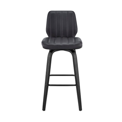 Armen Living - Renee 30in Swivel Grey Faux Leather and Black Wood Bar Stool - LCRNBABLGR30 veiw 2