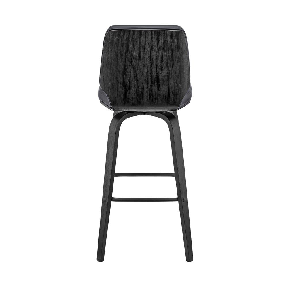Armen Living - Renee 30in Swivel Grey Faux Leather and Black Wood Bar Stool - LCRNBABLGR30 veiw 5