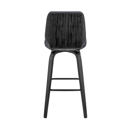 Armen Living - Renee 30in Swivel Grey Faux Leather and Black Wood Bar Stool - LCRNBABLGR30 veiw 5