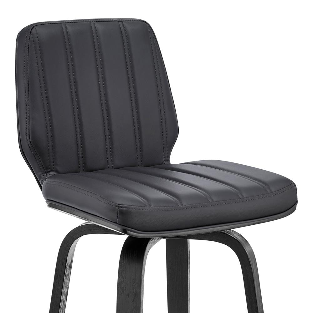 Armen Living - Renee 30in Swivel Grey Faux Leather and Black Wood Bar Stool - LCRNBABLGR30 veiw 6