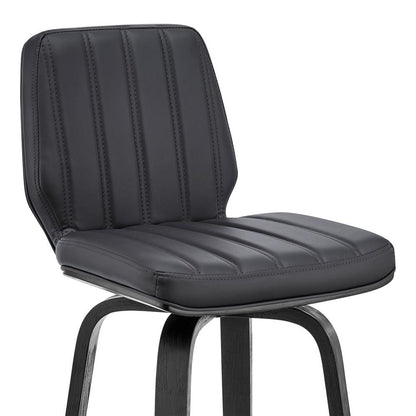 Armen Living - Renee 30in Swivel Grey Faux Leather and Black Wood Bar Stool - LCRNBABLGR30 veiw 6