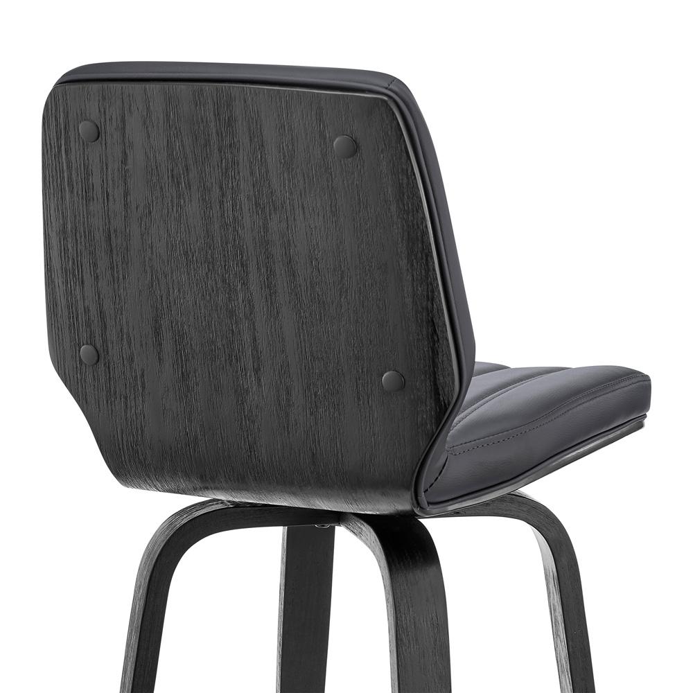Armen Living - Renee 30in Swivel Grey Faux Leather and Black Wood Bar Stool - LCRNBABLGR30 veiw 7