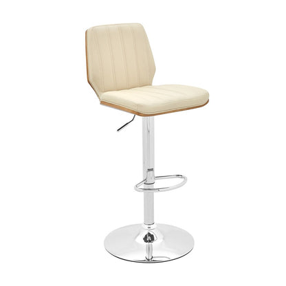 Armen Living - Sabine Adjustable Swivel Cream Faux Leather with Walnut Back and Chrome Bar Stool - LCSBBAWACR veiw 1
