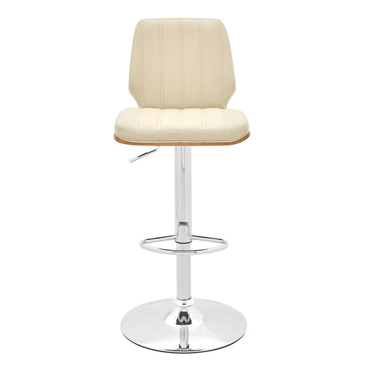 Armen Living - Sabine Adjustable Swivel Cream Faux Leather with Walnut Back and Chrome Bar Stool - LCSBBAWACR veiw 2