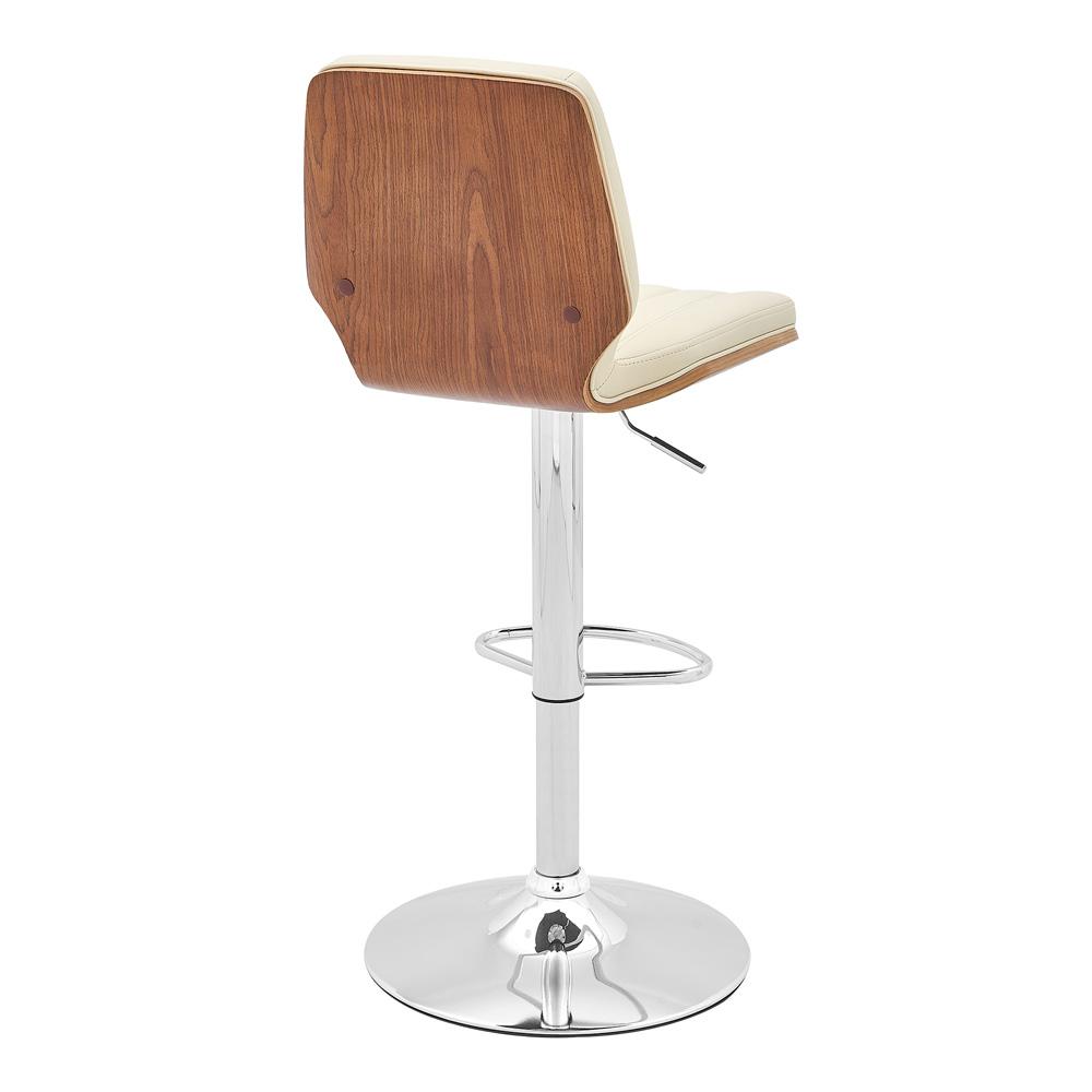 Armen Living - Sabine Adjustable Swivel Cream Faux Leather with Walnut Back and Chrome Bar Stool - LCSBBAWACR veiw 4