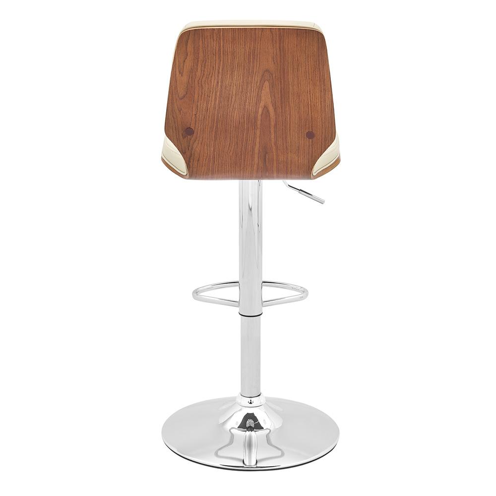 Armen Living - Sabine Adjustable Swivel Cream Faux Leather with Walnut Back and Chrome Bar Stool - LCSBBAWACR veiw 5