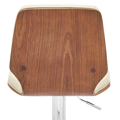 Armen Living - Sabine Adjustable Swivel Cream Faux Leather with Walnut Back and Chrome Bar Stool - LCSBBAWACR veiw 7