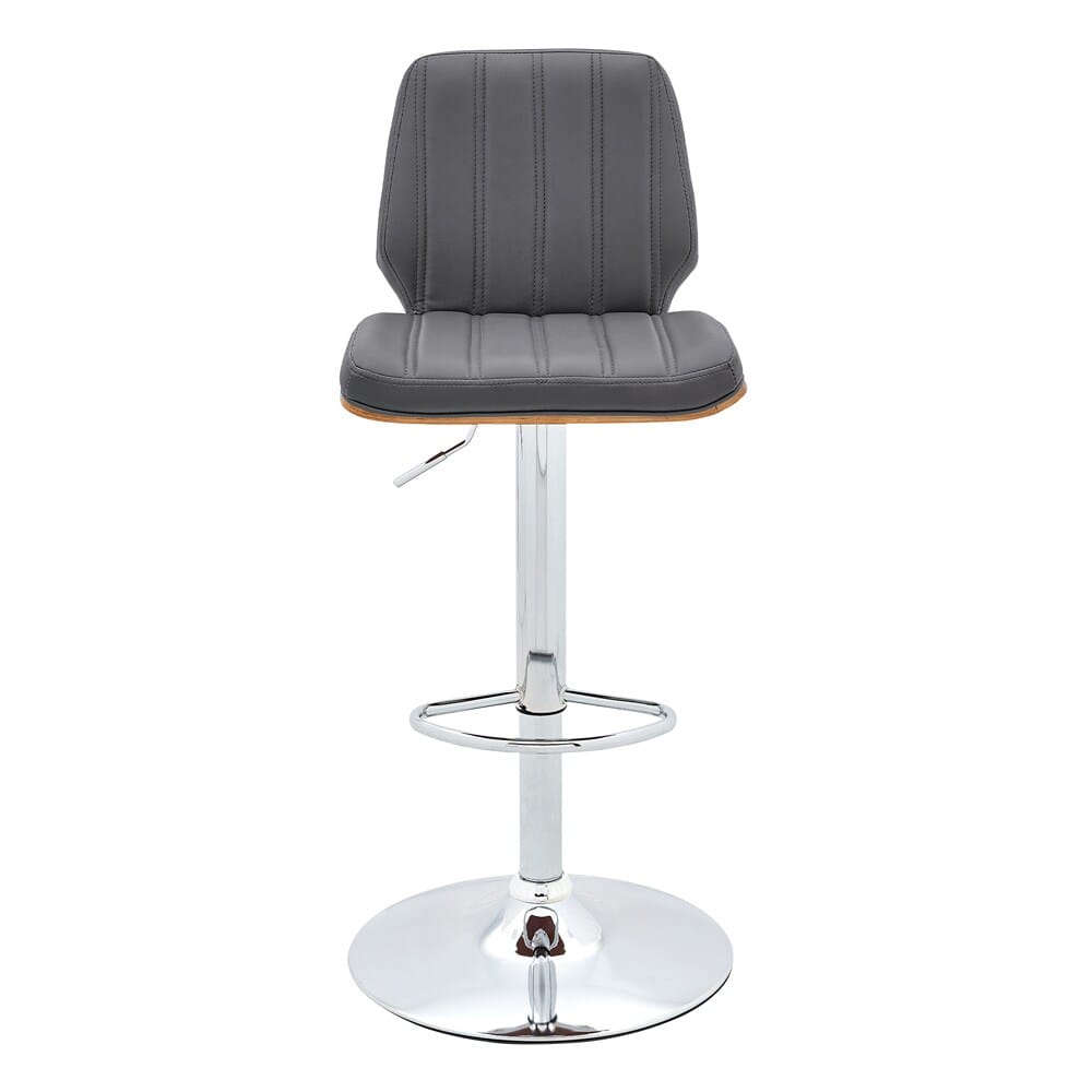 Armen Living - Sabine Adjustable Swivel Gray Faux Leather with Walnut Back and Chrome Bar Stool - LCSBBAWAGR veiw 2