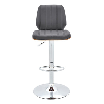 Armen Living - Sabine Adjustable Swivel Gray Faux Leather with Walnut Back and Chrome Bar Stool - LCSBBAWAGR veiw 2