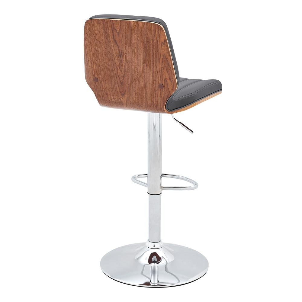 Armen Living - Sabine Adjustable Swivel Gray Faux Leather with Walnut Back and Chrome Bar Stool - LCSBBAWAGR veiw 4