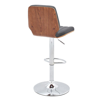 Armen Living - Sabine Adjustable Swivel Gray Faux Leather with Walnut Back and Chrome Bar Stool - LCSBBAWAGR veiw 4