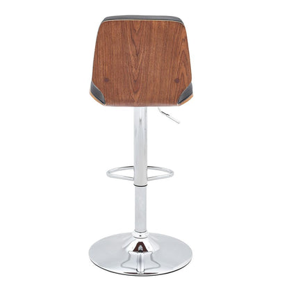 Armen Living - Sabine Adjustable Swivel Gray Faux Leather with Walnut Back and Chrome Bar Stool - LCSBBAWAGR veiw 5