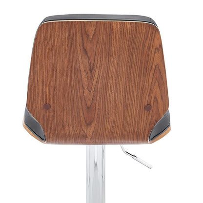 Armen Living - Sabine Adjustable Swivel Gray Faux Leather with Walnut Back and Chrome Bar Stool - LCSBBAWAGR veiw 7