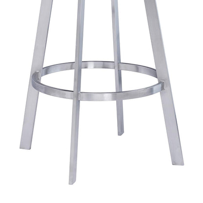 Armen Living - Saturn 26in Counter Height Swivel Black Faux Leather and Brushed Stainless Steel Bar Stool - LCSNBABSBL26 veiw 7