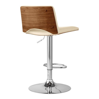 Armen Living - Thierry Adjustable Swivel Cream Faux Leather with Walnut Back and Chrome Bar Stool - LCTHBAWACR veiw 4