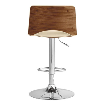Armen Living - Thierry Adjustable Swivel Cream Faux Leather with Walnut Back and Chrome Bar Stool - LCTHBAWACR veiw 5