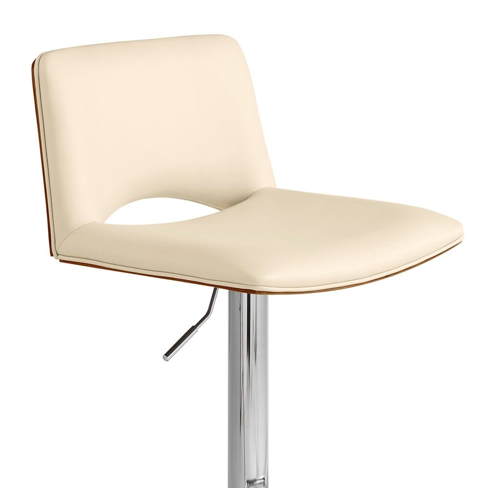 Armen Living - Thierry Adjustable Swivel Cream Faux Leather with Walnut Back and Chrome Bar Stool - LCTHBAWACR veiw 6
