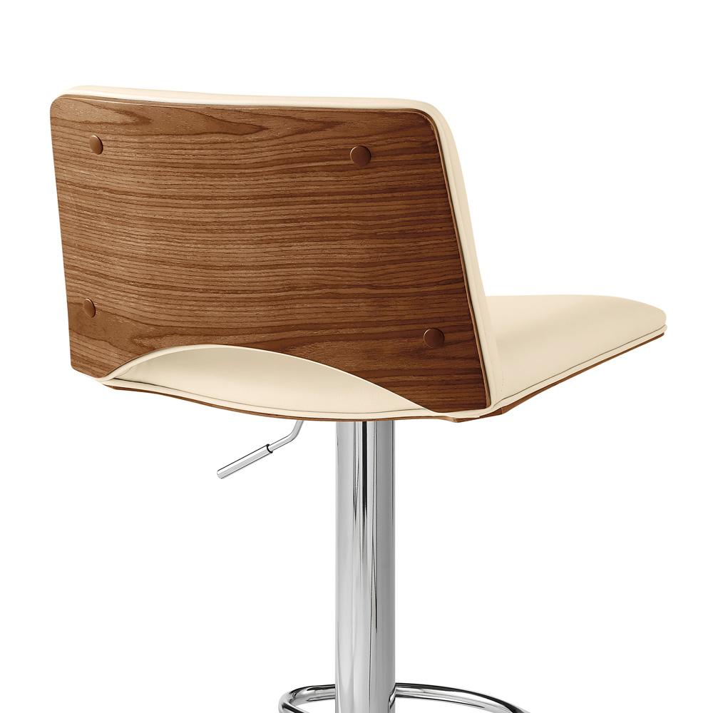 Armen Living - Thierry Adjustable Swivel Cream Faux Leather with Walnut Back and Chrome Bar Stool - LCTHBAWACR veiw 7