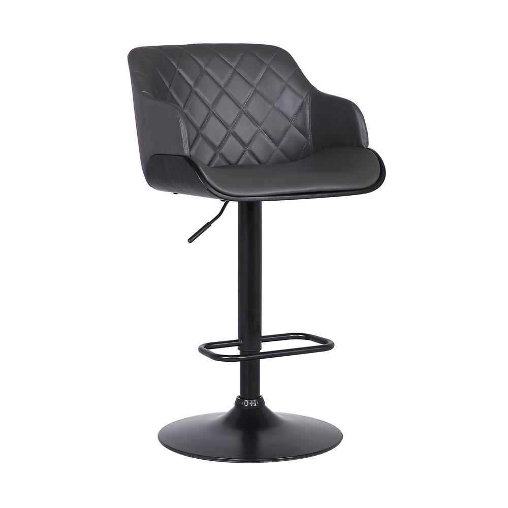 Armen Living - Toby Grey Faux Leather Adjustable Height Swivel Black Wood and Metal Bar Stool - LCTOSWBABLGR veiw 1