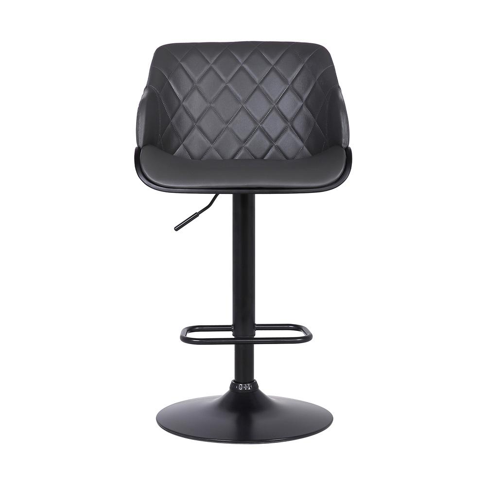 Armen Living - Toby Grey Faux Leather Adjustable Height Swivel Black Wood and Metal Bar Stool - LCTOSWBABLGR veiw 2