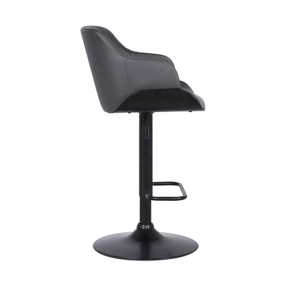 Armen Living - Toby Grey Faux Leather Adjustable Height Swivel Black Wood and Metal Bar Stool - LCTOSWBABLGR veiw 3