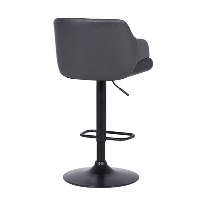 Armen Living - Toby Grey Faux Leather Adjustable Height Swivel Black Wood and Metal Bar Stool - LCTOSWBABLGR veiw 4