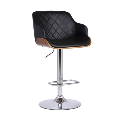 Armen Living - Toby Black Faux Leather Adjustable Height Swivel Walnut Wood and Chrome Bar Stool - LCTOSWBAWABL veiw 1
